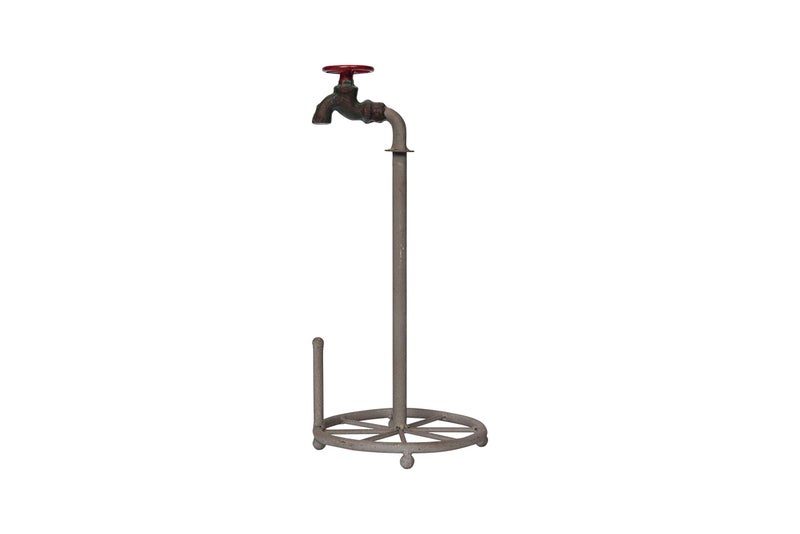 Creative Co-Op Rustic Metal Faucet Paper Towel Holder - Image 1